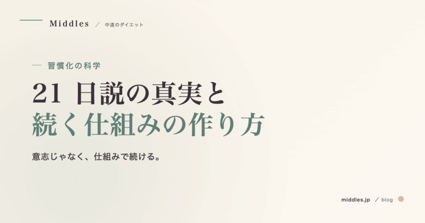 ダイエット習慣化の科学。21 日説の真実と、本当に続く仕組みの作り方